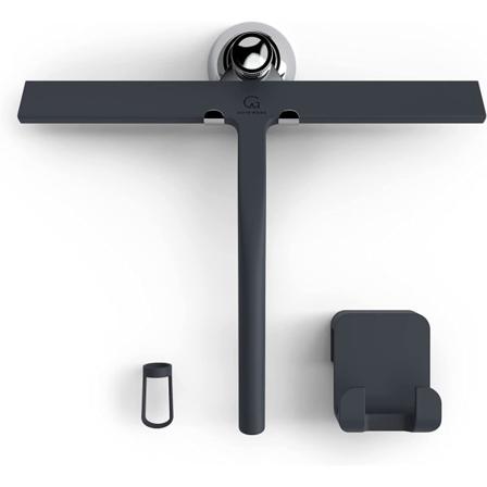 Dusjnalle med sugekoppholder - 28 cm svart - Vindus S