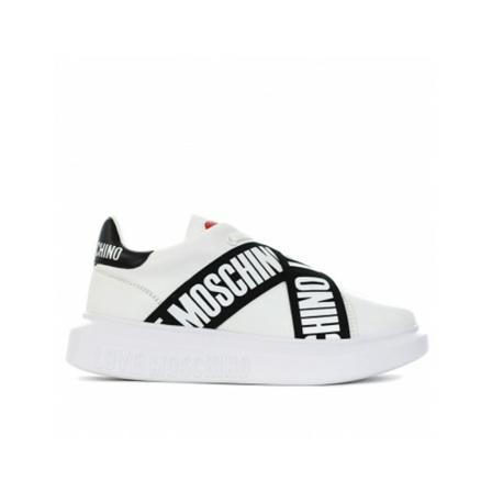 Love Moschino Sneakers with Logate elasticized bands Hvid, Dame, Størrelse: 35 EU