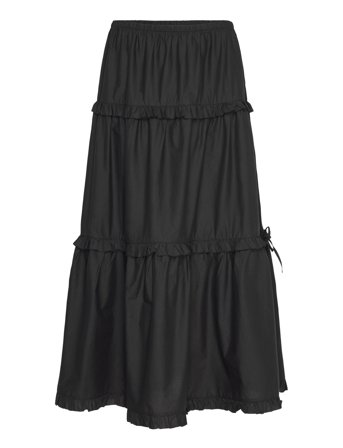 Monki Ruffled Tiered Cotton Skirt - Black - S