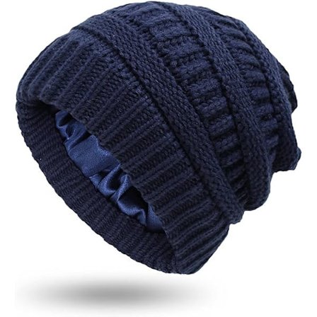 Vintervarm Strikket Hat med Satinforing Kabelstrikket Beanie Chunky Slouchy Skull Cap til Kvinder