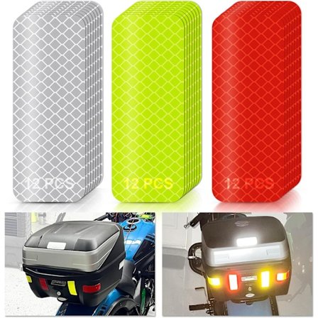 36 st Reflekterande Självhäftande Remsor för Säkerhetshjälm för Motorcykel Cykel Fordon Bil, Silver Gul Röd Hög Synlighet Reflexer Fluorescerande