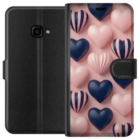 Kompatibel Tegnebogsetui til Samsung Galaxy Xcover 4 Bløde tredimensionelle hjerter i lyserød og navytoner i et romantisk mønster