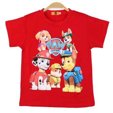 Barn T SHIRT PAW PATROL Röd 2 Storlekar