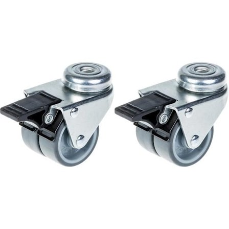Kääntyvä pyörä - ZHONGSHAN - 50mm - Harmaa kumi - Jarru - 2 kpl