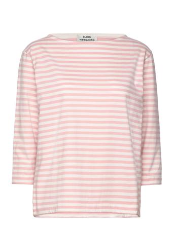 Soft Single Stripe Silje 3/4 Tee Pink Mads Nørgaard