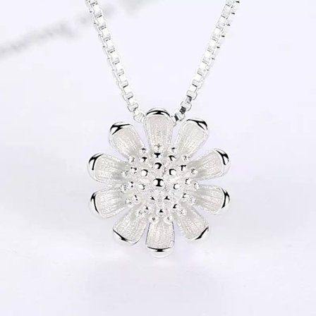 Flower necklace - silver color