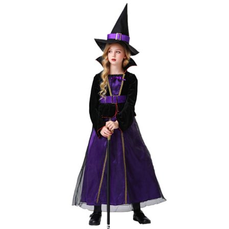Flickors Deluxe Månsken Häxa Kostym