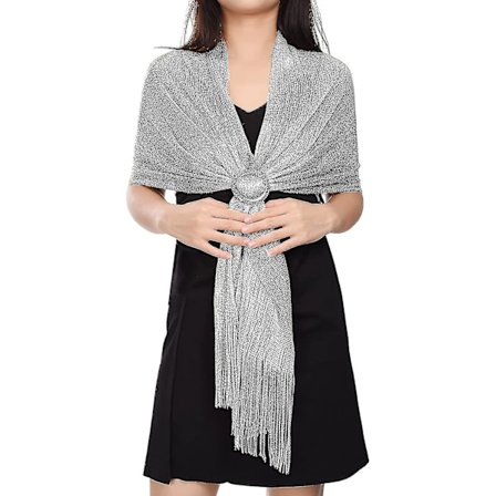 Uudet naisten kimaltelevat huivit ja hartiahuivit hopeinen huivi metallinhohtoinen Olaof-huivi morsiamelle morsiusneidolle häihin iltajuhliin