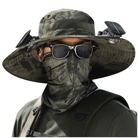 Solar Fan Hat Udendørs Fiskehat Fan Solar Opladning Solbeskyttelseshat D