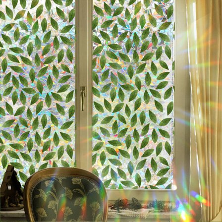 Vindue Privatlivsfilm, Dobbeltsidede Farverige Blade PVC Vindueklistermærker, Stai