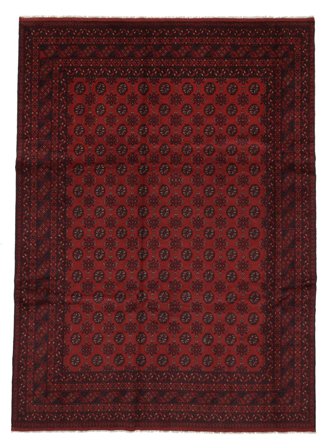 252X344 Alfombra Oriental Afghan Fine Negro/Rojo Oscuro Grande (Lana, Afganistán)