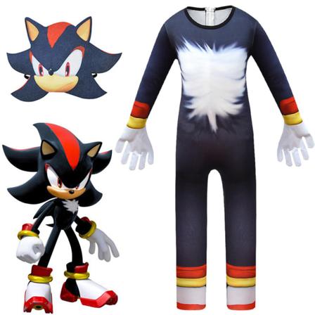 Sonic The Hedgehog Cosplay-asu lapsille, pojille, tytöille - Haalari + naamio + hanskat Shadow Jumpsuit + naamio 10-14 vuotta = EU 140-164 Shadow 