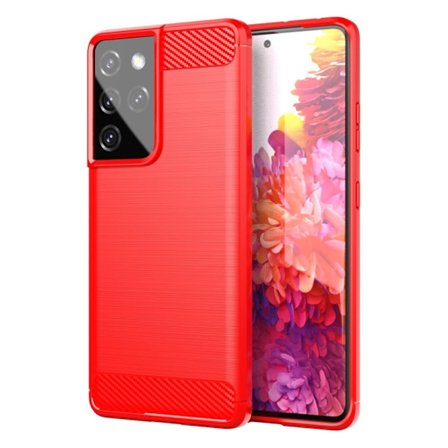 Carbon Flex Etui Samsung Galaxy S21 Ultra 5G - Rød