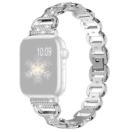 Apple Watch Series 8 (45 mm) / Watch Ultra klockarmband med strassdekor - Silver