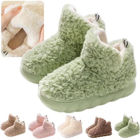 Vinter Myke Varme Bootie Fluffy Plysj Slip-On Booty Slipper, Dame Sjarmerende Fleece Booties med Gummisåle 35-36