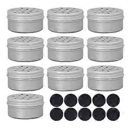 10 stk. hundelukttreningsbokser med 10 myke magnetiske klistremerker, hul deksel i aluminium for hundens nesearbeid