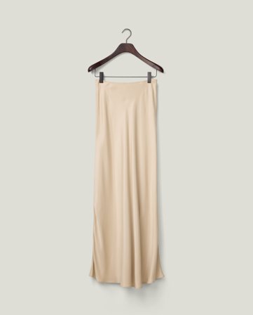 Lexington Maxiskjørt i sateng, lys beige