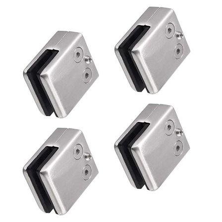 4-pack 304 rostfria glasklämmor - Lämplig för 8-10 mm glasruta - Justerbart glasfäste