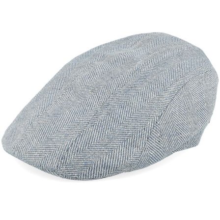 MJM Hats - Grå flatcap Keps - Maddy Organic Wool/Silk Mix Blue Herringbone Flat Cap @ Hatstore