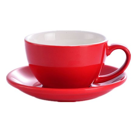 Fargede cappuccino-kopper og skåler i moderne stil