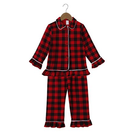 Pyjamas Set för Barn Rutig Långärmad Lounge Set