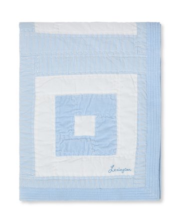 Lexington Tikattu patchwork-päiväpeite luomupuuvillaa, sininen/valkoinen
