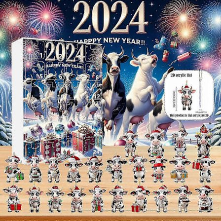 Julekalender Børn Jule Nedtællingskalender 24 Dages Julekalender Søde Ko Julepynt Vedhæng Jule Ko Figurer