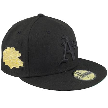 New Era - MLB Noir fitted Casquette - Oakland Athletics Midnight Luxe 59FIFTY World Series 89 Black/Black/Gold Fitted @ Hatstore