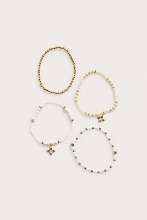 Kappahl | Helmirannekorut, 4-pack Valkoinen ONE SIZE | Valkoinen