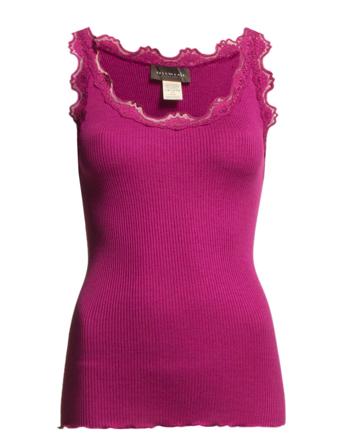 Silk Top W/ Lace T-shirts & Tops Sleeveless Rosa Rosemunde*Betinget Tilbud