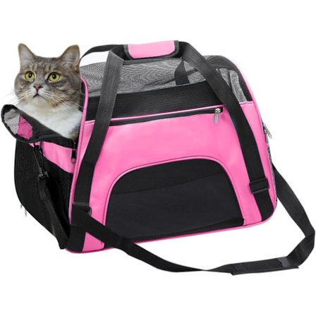 Pehmeä lemmikkieläinlaukku kissoille Mukava Lentoyhtiön Hyväksymä Istuimen Alla Matkalaukku, Matkalaukku Pienille Eläimille, PINKKI
