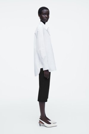 COS Women's Slingback Con Kitten Heel In Pelle Perforata in Bianco