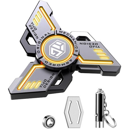 Børne dekompressionsspinner, dekompression, metalfinger håndspindelegetøj, med lys (orange)