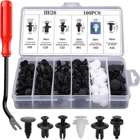 100 stk. universelle plastklips for bil, støtfanger, feste, nagler, klips, erstatningssett
