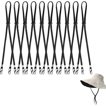 10 stykker - Hatte Reb - Vindtæt Hatte Snøre - Hatte Rem Klips til Rejsehatte - Aftagelig Hagestrop