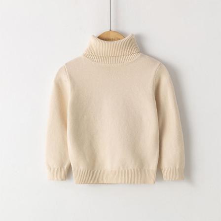 Toddler Enfärgad Höghalsad Stickade Tröjor Basic Jumper Top