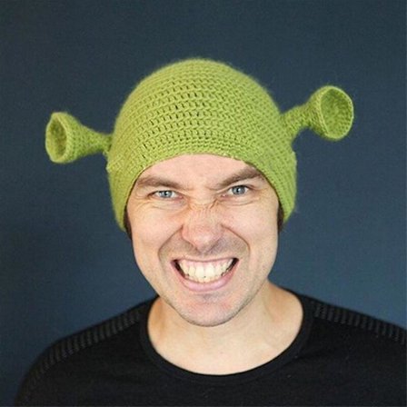 Shrek-hat til voksne med ører - Sjov cosplay-rekvisit kostumehat til Halloween-fest, tegneseriefigur hovedbeklædning