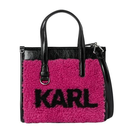 Karl Lagerfeld Skuare Small Shearling Tote Tas , Roze , Dames , Maat: ONE Size Handtassen