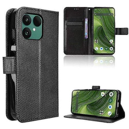 Timanttikuvioinen nahkainen puhelinkotelo Fairphone 6:lle [DB]