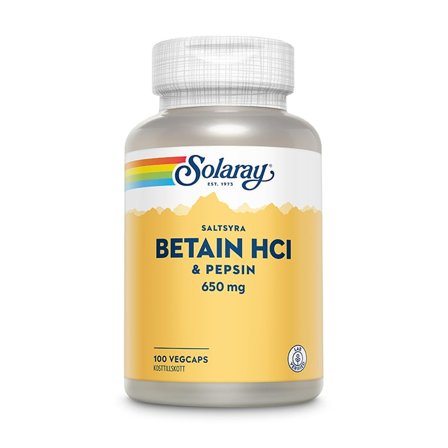Solaray Betain HCI & Pepsin 100 kapslar