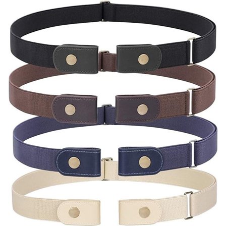 Belte uten spenne, 4 stk elastiske belter uten spenne, justerbare belter, elastiske midjebånd, belter uten hull, mammabelter, usynlige belter