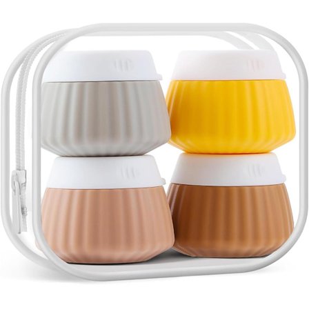 Necessärbehållare, 4 Silikonburkar för Ansiktskräm, 40ml Behållare med Genomskinliga Fickor, Läcksäkra Tillbehör/Tillbehör, Små Burkar med Lock