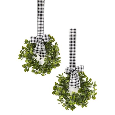 Set med 2 konstgjorda kransar för köksskåp 11" B x 21" L Varje (Svart