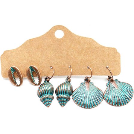 3 par Geometriske Runde Skaller Hænge Hoop Krog Øreringe Fest Smykker til Kvinder Piger Teenagere