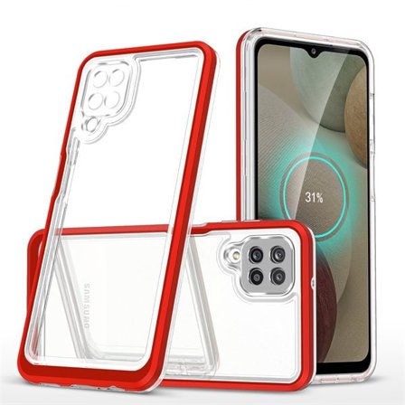 Clear 3in1-fodral för Samsung Galaxy A22 4G Frame Gel Cover Red