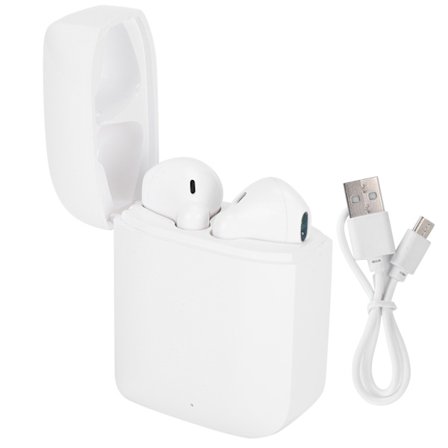 TWS trådlösa Bluetooth 5.0-hörlurar, halv-i-örat IPX4 vattentäta öronsnäckor för iPhone Andriod (vit)