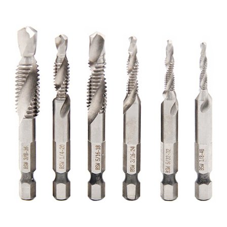 6 stk. Hss 1/4" Hex Skaft Kombinationsbor Tap Bit Deburr Forsænkningsværktøjer
