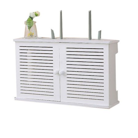 Trådløs Wifi Router Opbevaringsbokse Trækasse Kabel Strøm Plus Trådbøjle Væghængt Stikbræt