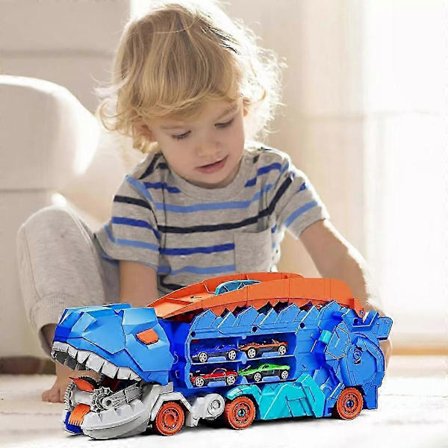 [14Y] Dinosaurtransport med metallbiler, City Dinosaur Ultimate Hauler Track Toy 12 biler