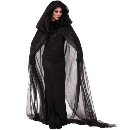 Kvinne heks gotisk kjole Halloween rollespill S